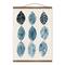 Blue Watercolor Leaves 12" x 18" Teak Hanging Canvas